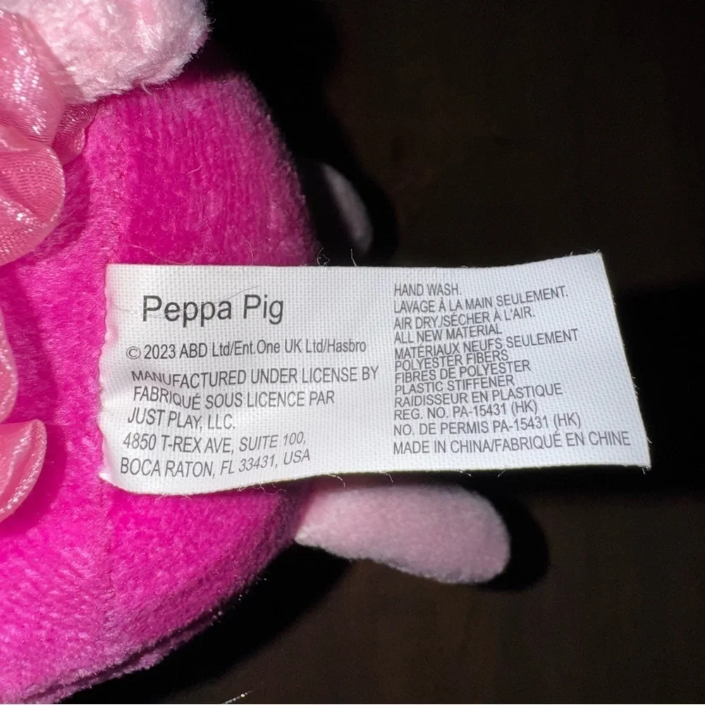 Peppa Pig Pink Dress Stuffed Plush Animal Doll 12” Hasbro 2023 EUC